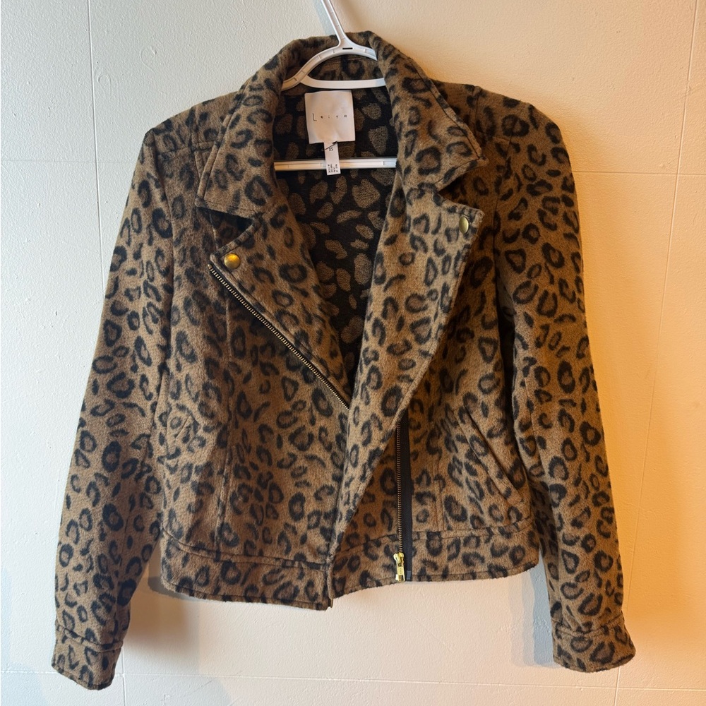 Leith Brown Leopard Print Jacket - image 1